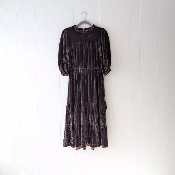 Ulla Johnson Paulina Velvet Plum Mulberry Midi Dress
